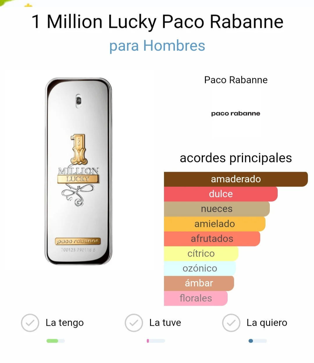 🍯🍑 RABANNE 1 MILLION LUCKY 100 ML – Eau de Toilette para Hombre